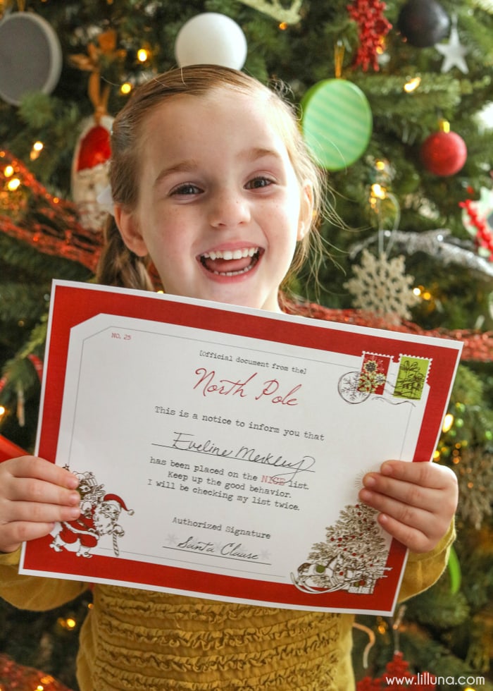 Nice List FREE Printable! A fun certificate that kids will enjoy getting and they'll be so happy to know that they're on the nice list!