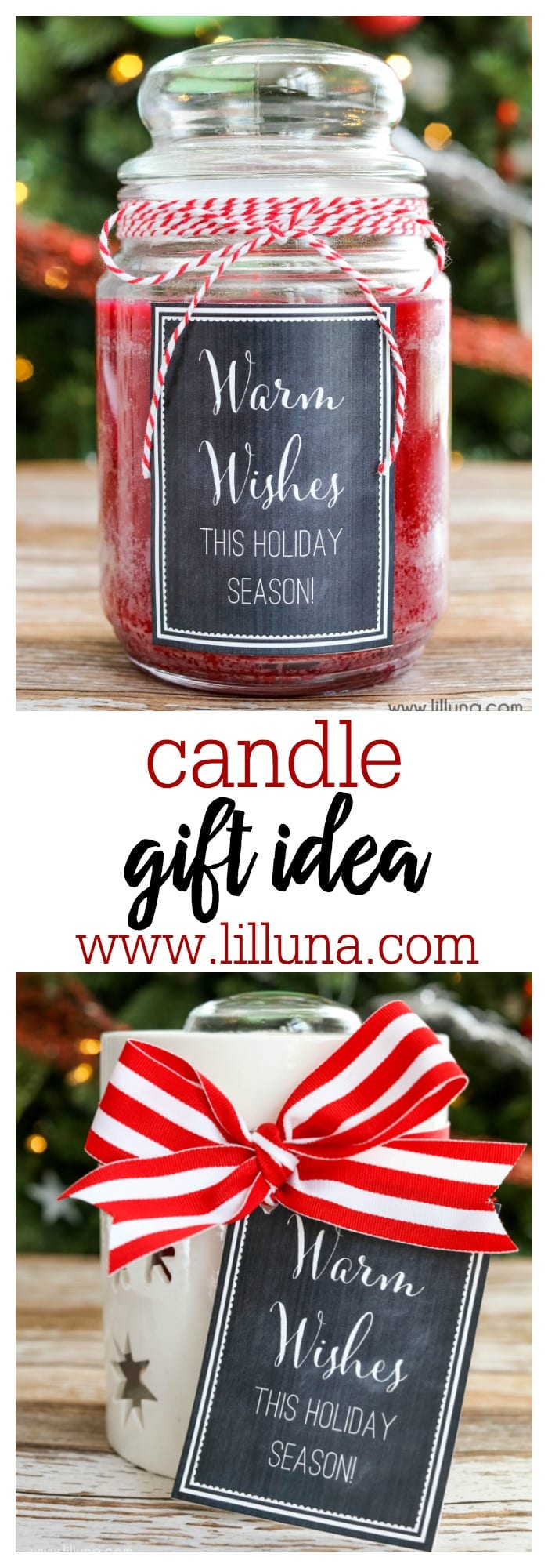 CUTE candle gift idea with free tags. Simple and inexpensive too!!