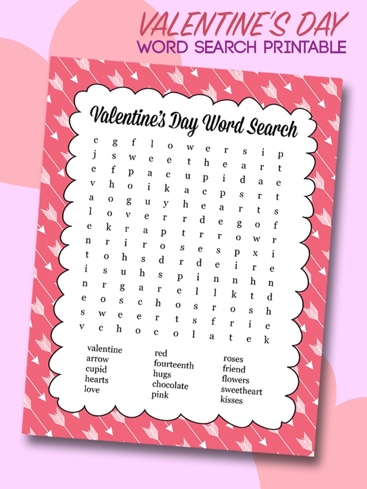 FREE Valentine's Word Search Printable - perfect for class parties or at home with the kids!