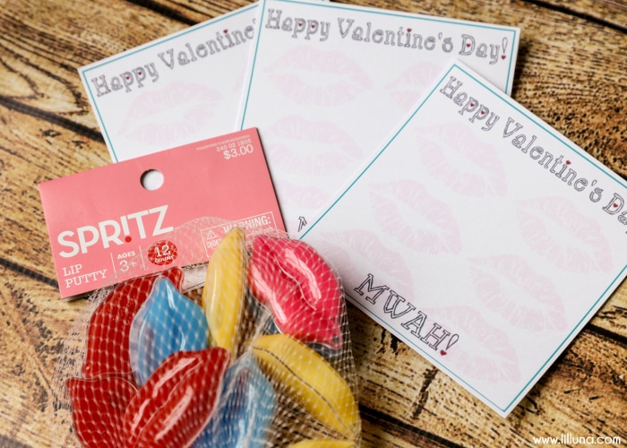 MUSTACHE & LIP PUTTY Valentines - free tags to go with these non-candy Valentines ideas that are cute, quick and cheap!