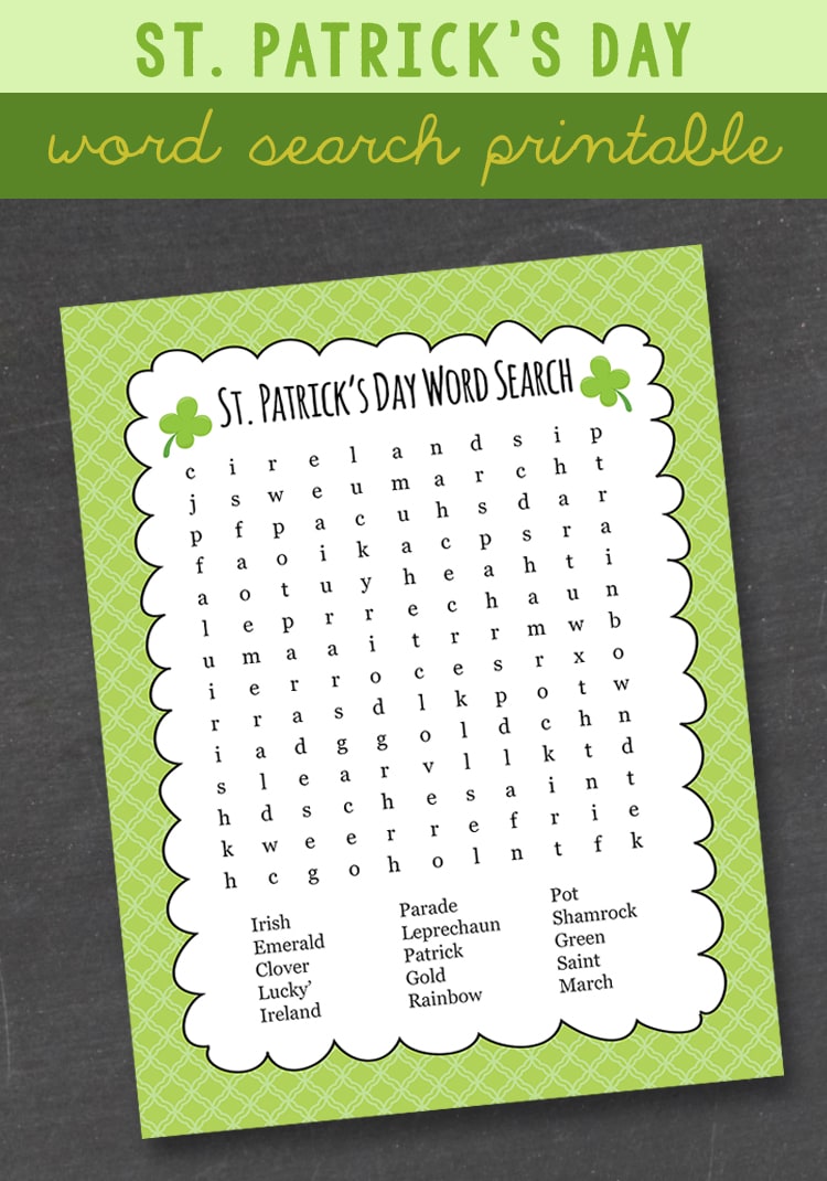 FREE St. Patrick's Day Word Search - the kids love these! This is a great activity to keep kids busy!!