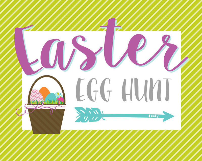 FREE Easter Egg Hunt Signs - just download and print in one of 4 bright colors to use at your Easter Egg Hunt!
