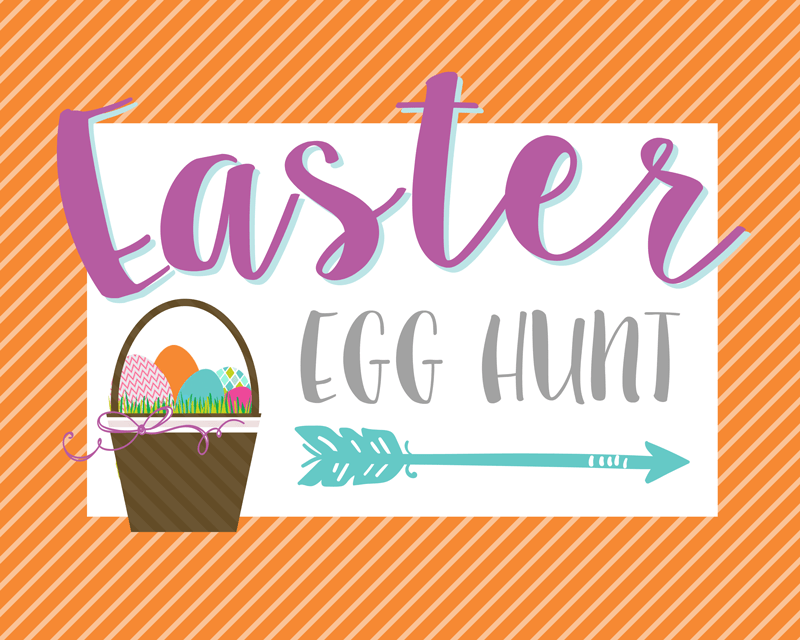 FREE Easter Egg Hunt Signs - just download and print in one of 4 bright colors to use at your Easter Egg Hunt!