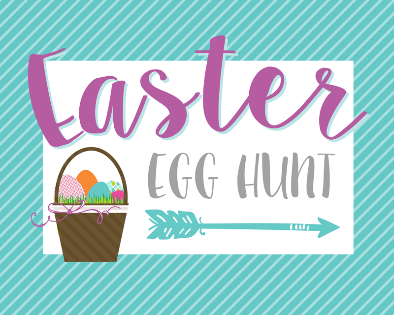 FREE Easter Egg Hunt Signs - just download and print in one of 4 bright colors to use at your Easter Egg Hunt!