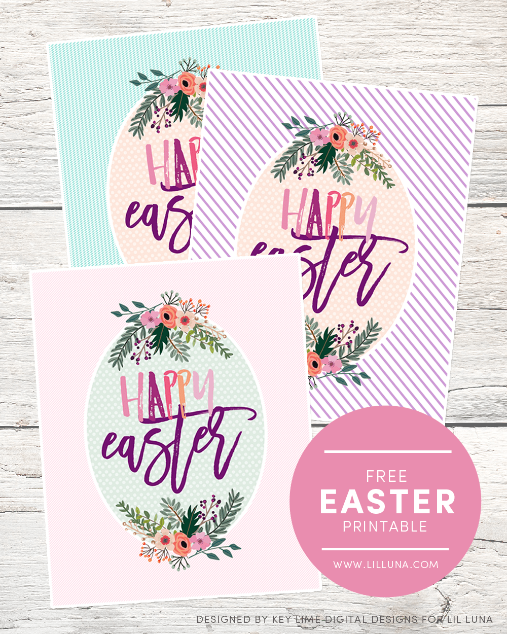 FREE Happy Easter Printables - available to download in 3 colors! This would be great decor, just stick in a frame!