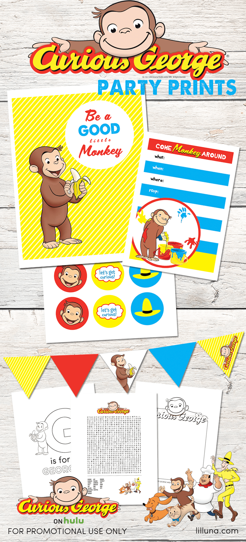 Homemade Monkey Bark, Monkey Pudding Pies, and FREE Curious George Party Printables to celebrate Curious George streaming exclusively on Hulu!! #ad