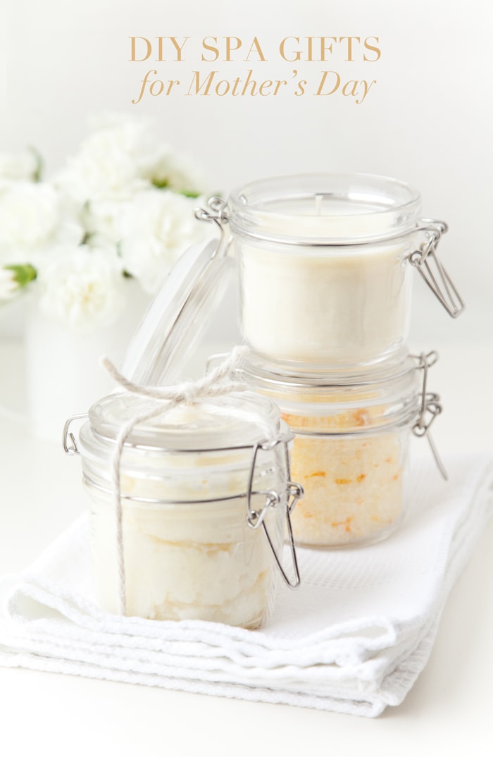 DIY Spa Gifts for Mother's Day - How to make homemade candles, bath salts and sugar scrubs!