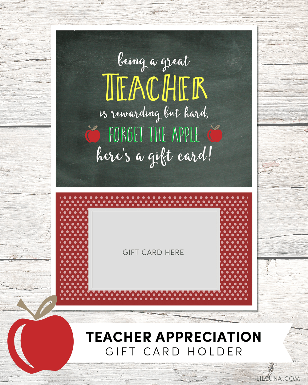 FREE Teacher Appreciation Gift Card Holder - perfect for your favorite teacher and takes just a few minutes to put together.