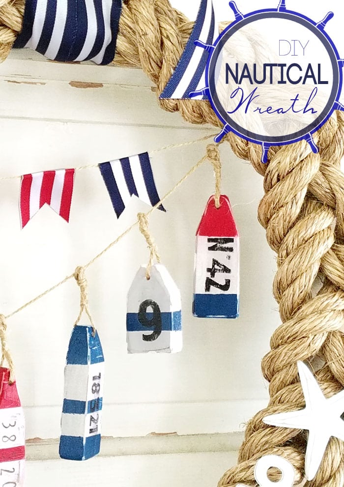 DIY Rope Nautical Wreath - an awesome DIY project for the summer! A super cute combo of rope and ribbon to make this nautical wreath! { lilluna.com }