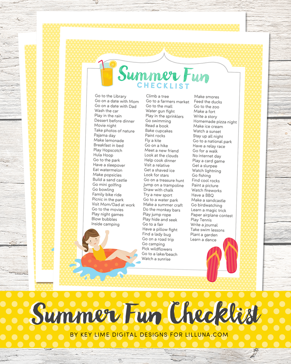 Summer Fun Checklist - FREE printable with lots of fun and creative activities to bust your kids' summer boredom!