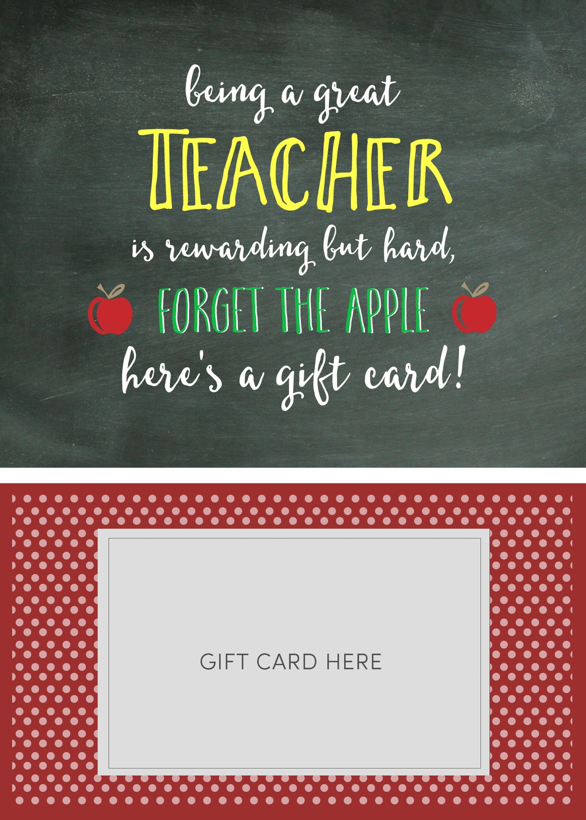 FREE Teacher Appreciation Gift Card Holder - perfect for your favorite teacher and takes just a few minutes to put together.