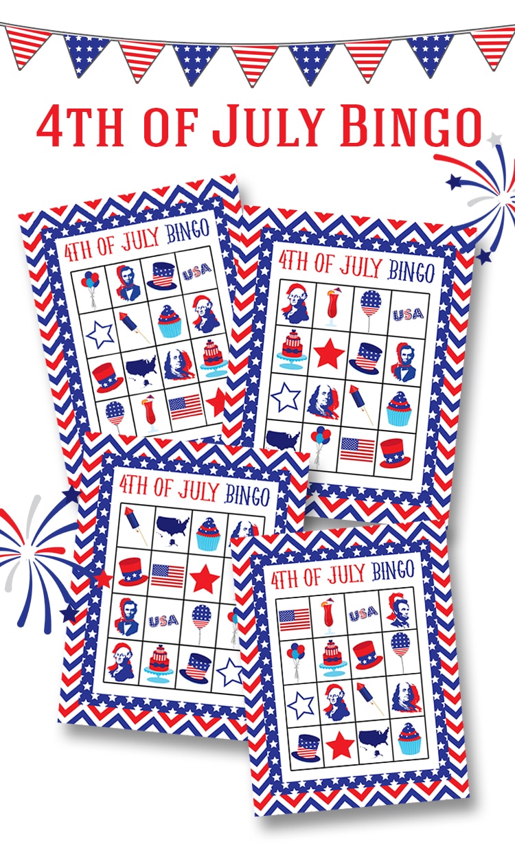 FREE 4th of July Bingo Printable - perfect to print up and use in between Independence Day Festivities with family and friends or while waiting for the fireworks to start!!