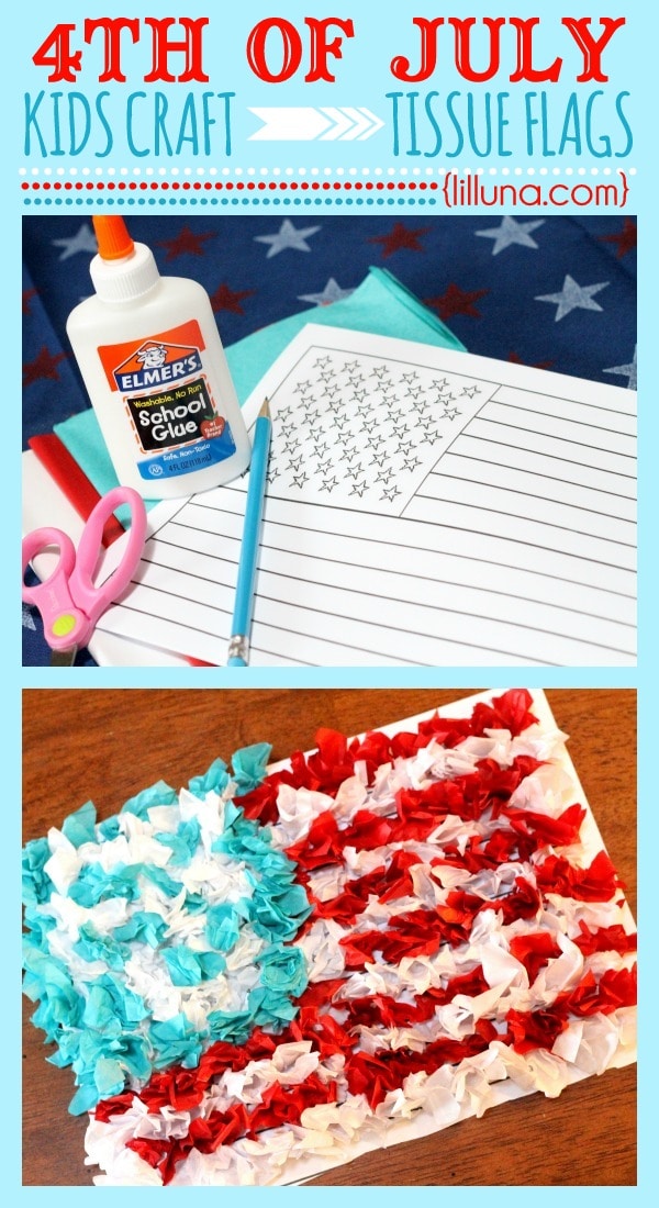 Fourth of July Tissue Flag Kids Craft