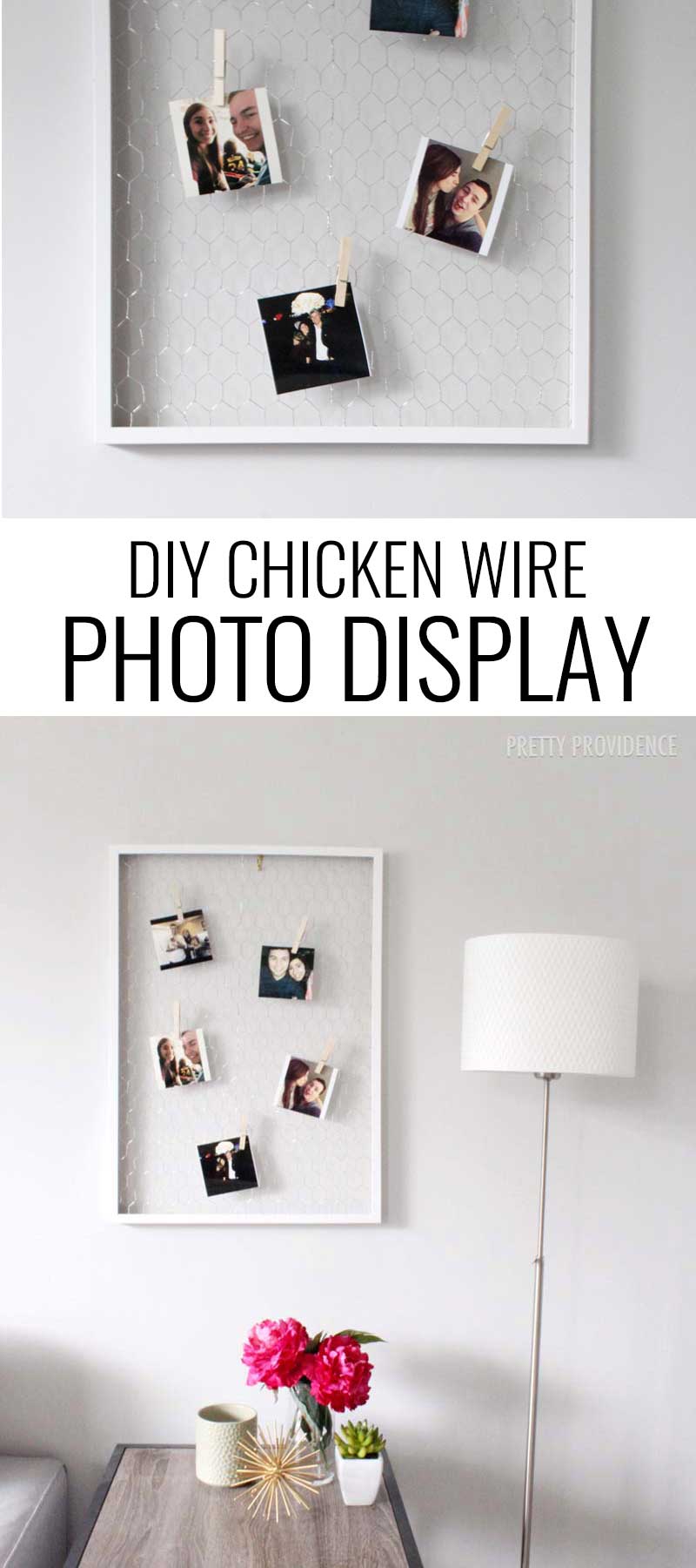 Love this DIY chicken wire photo display!! So fun for those instagrams you print! 