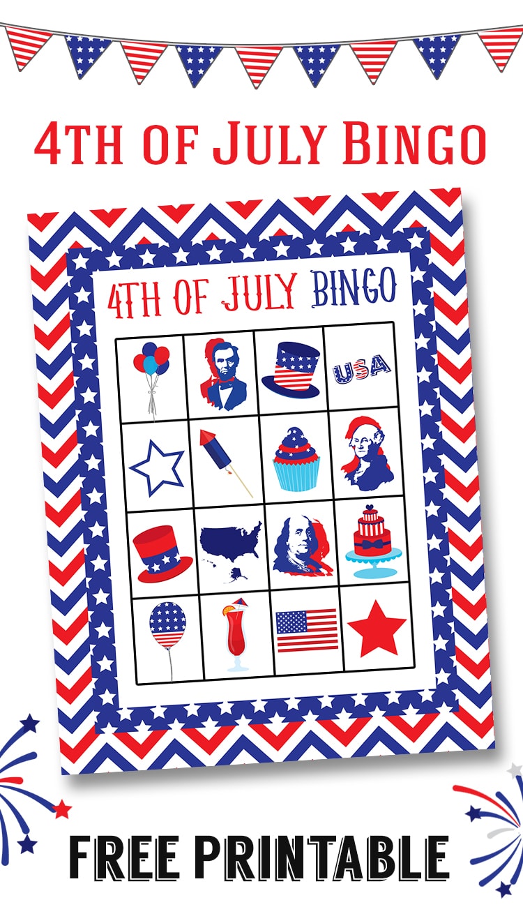 4th of July Bingo - perfect to print up and use in between Independence Day Festivities with family and friends or while waiting for the fireworks to start!!