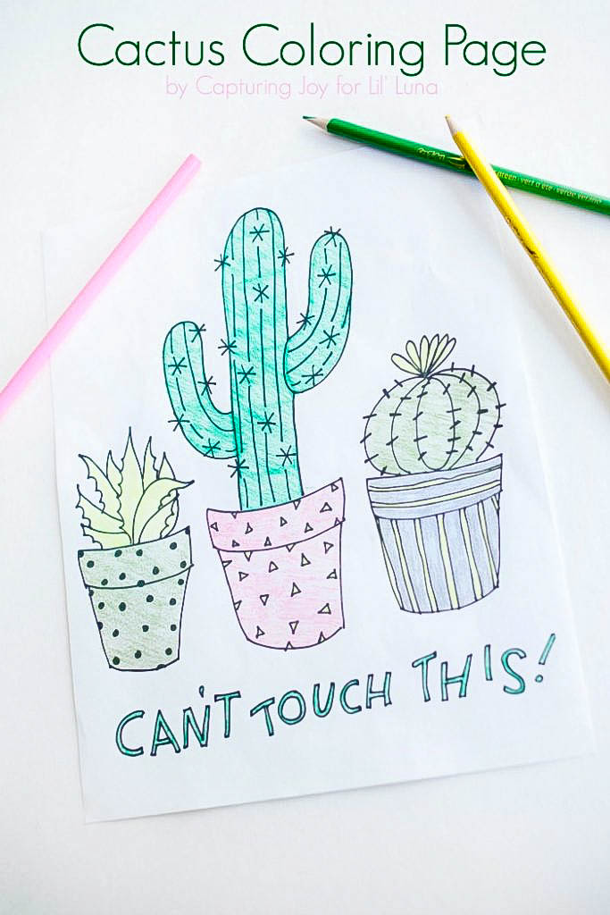 Cactus Coloring Page - free printable to download and use. Kids will love this!