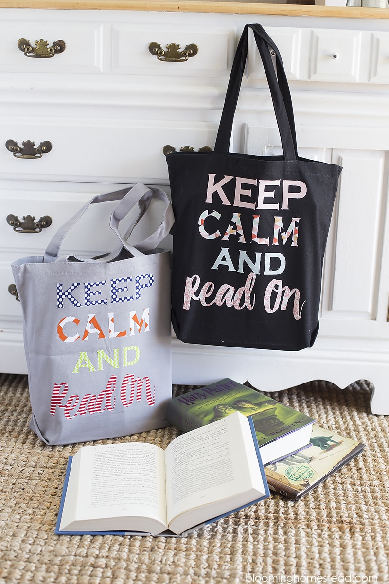 Check out these fun custom DIY Library Book Bags