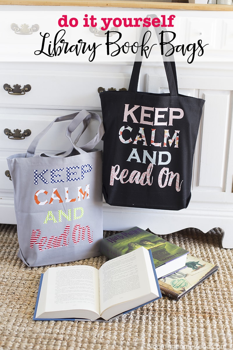 DIY Library Book Bags - fun customized bags that help the kids to carry their books home from the library, and keep them in one place so they don't get lost! Super easy to make!!