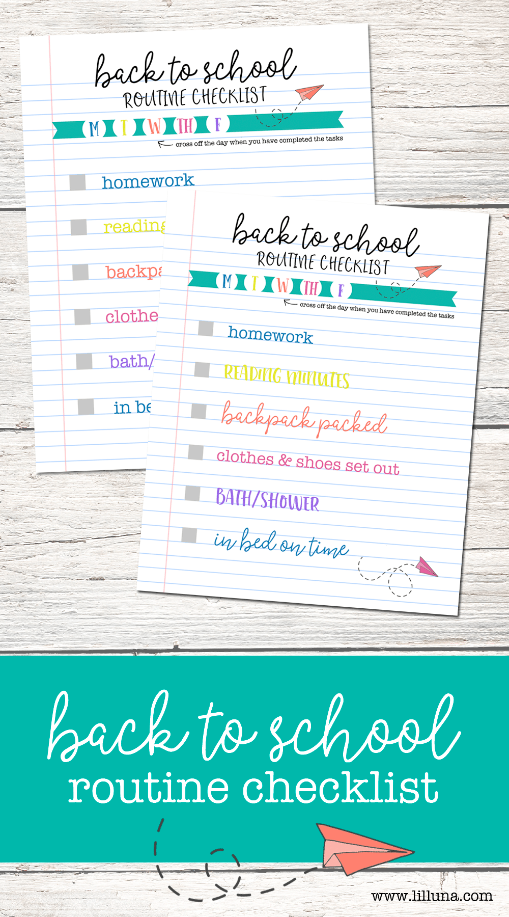 FREE Back 2 School Routine Checklist - help the kids get back in a routine with this free printable.