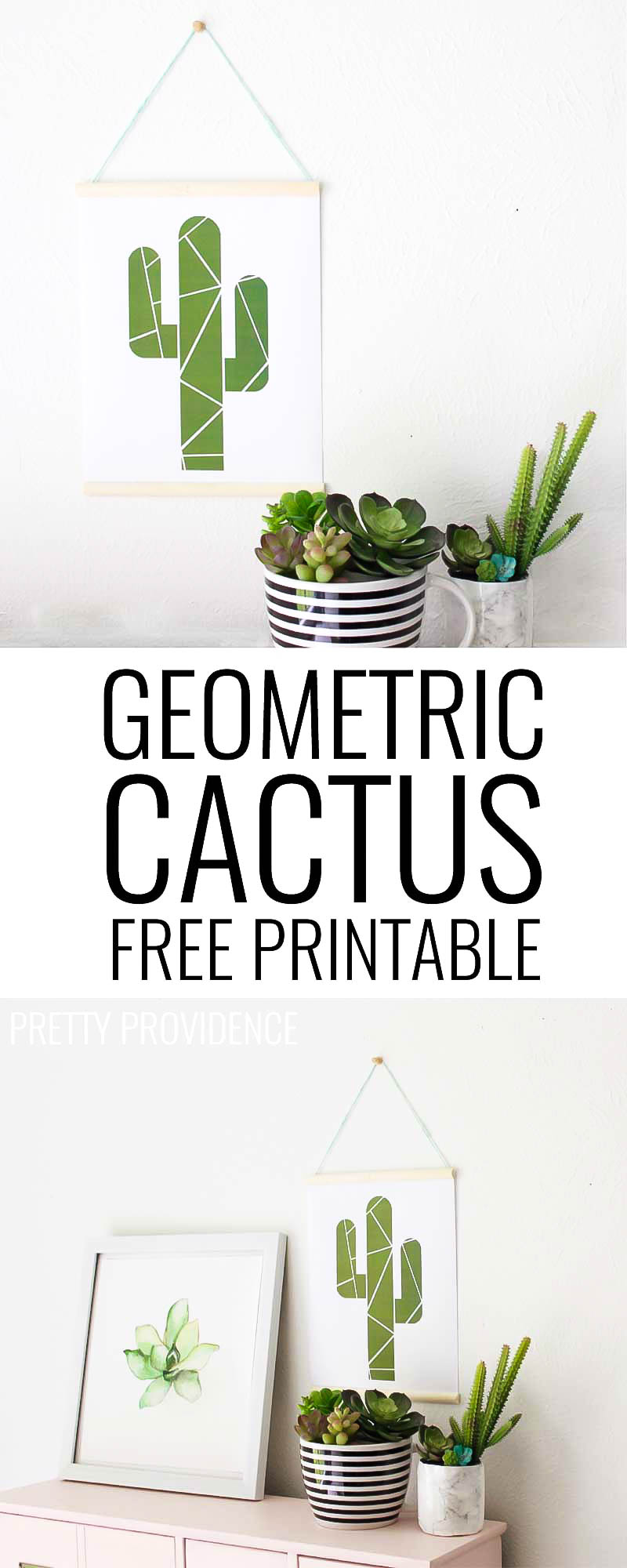 FREE Geometric Cactus Printable - perfect to display in any room of the house!