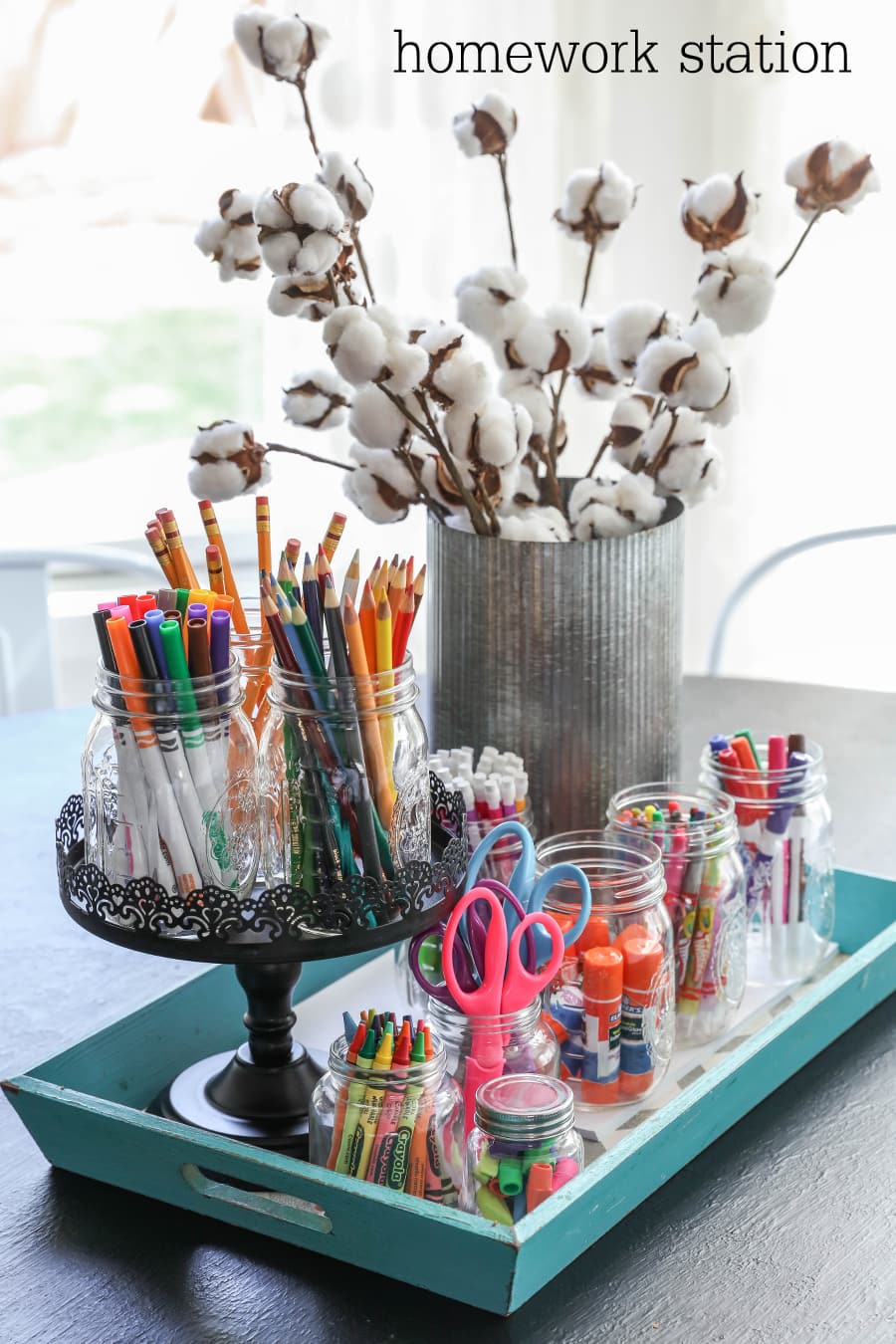 DIY Homework Station - a place for all the supplies to help the kids get homework done more efficiently and more stress-free PLUS more Back 2 School tips!