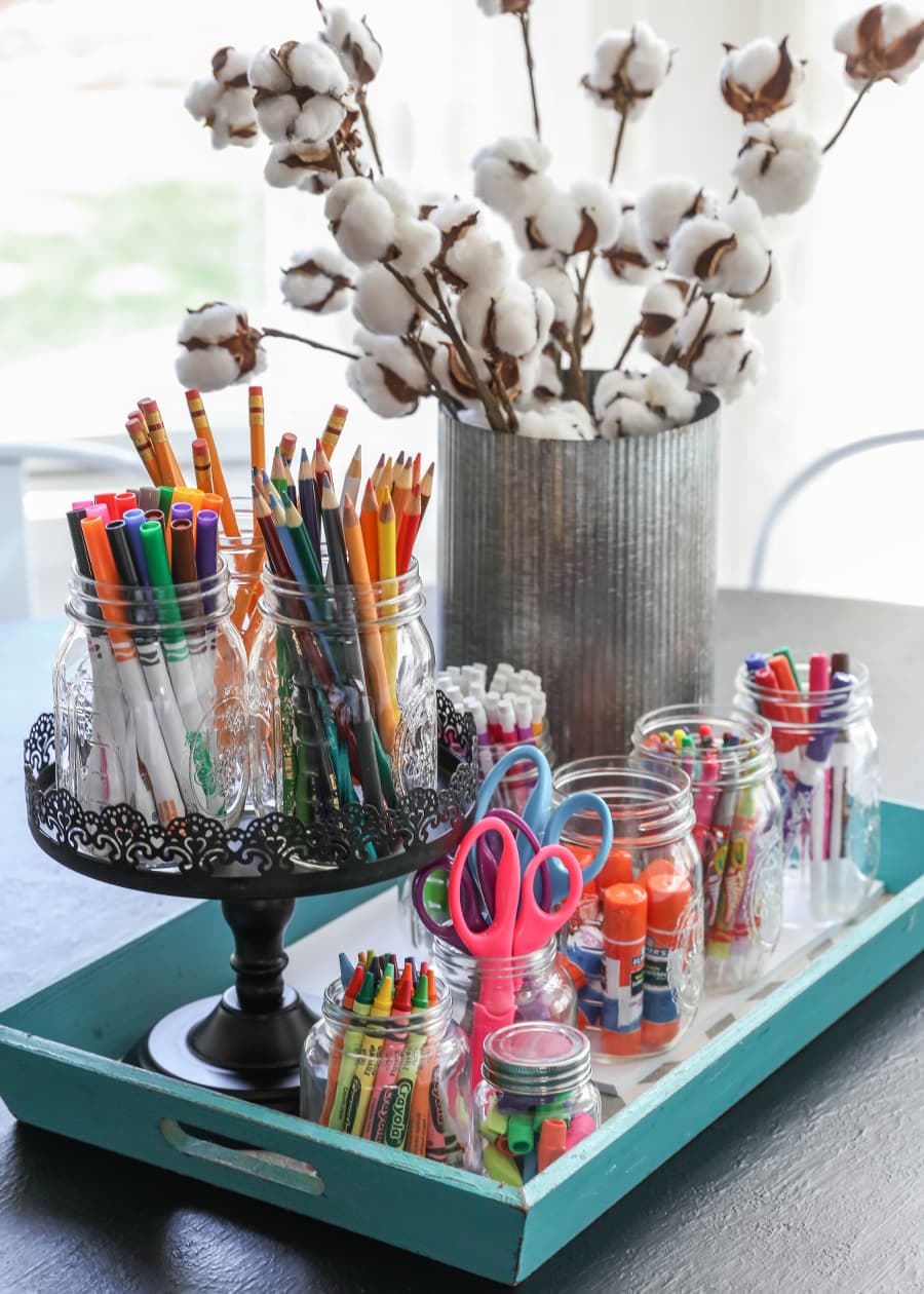 DIY Homework Station - a place for all the supplies to help the kids get homework done more efficiently and more stress-free PLUS more Back 2 School tips!