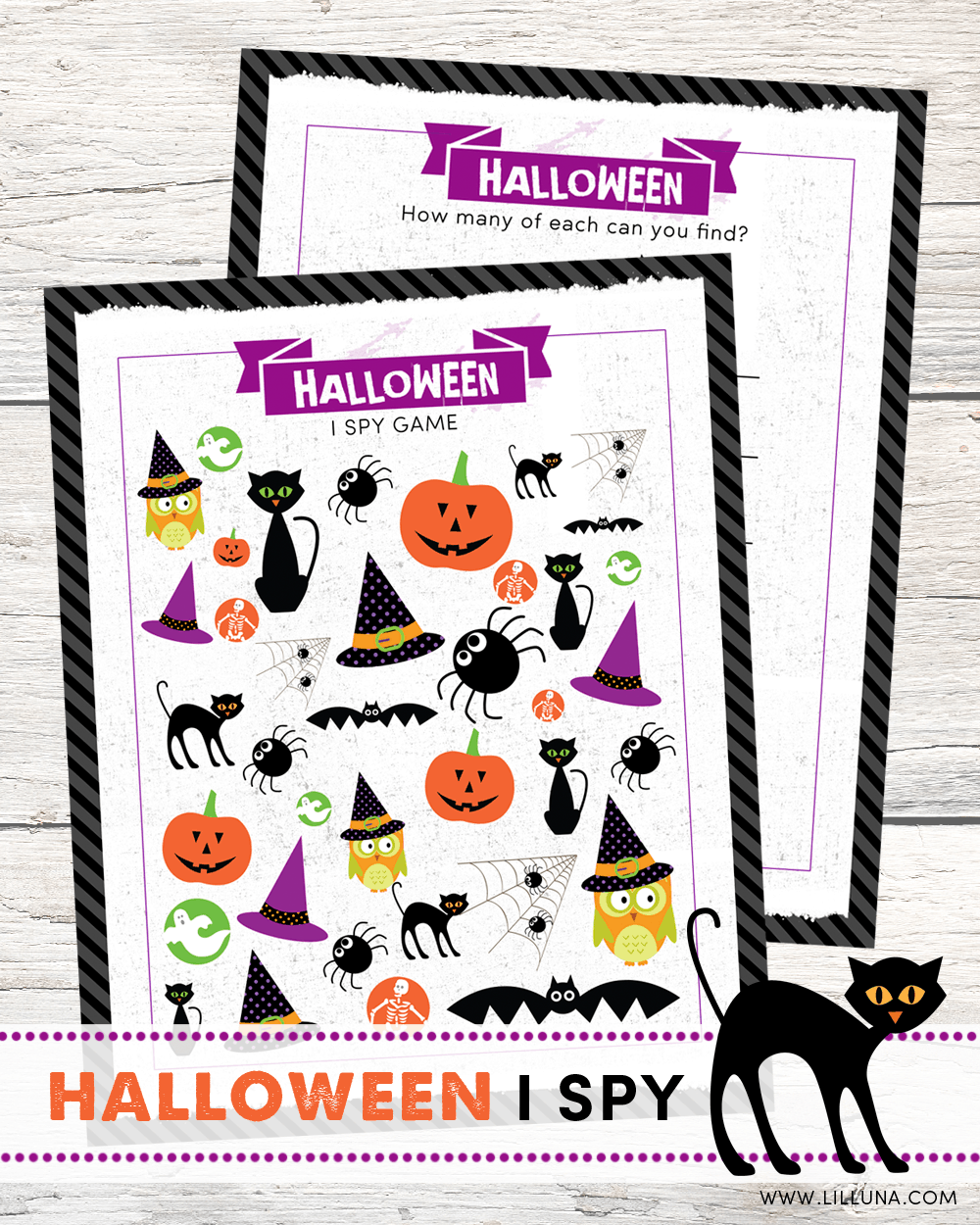 FREE Halloween I Spy Printable Game for kids - a fun activity for Halloween parties or classroom Halloween activities.