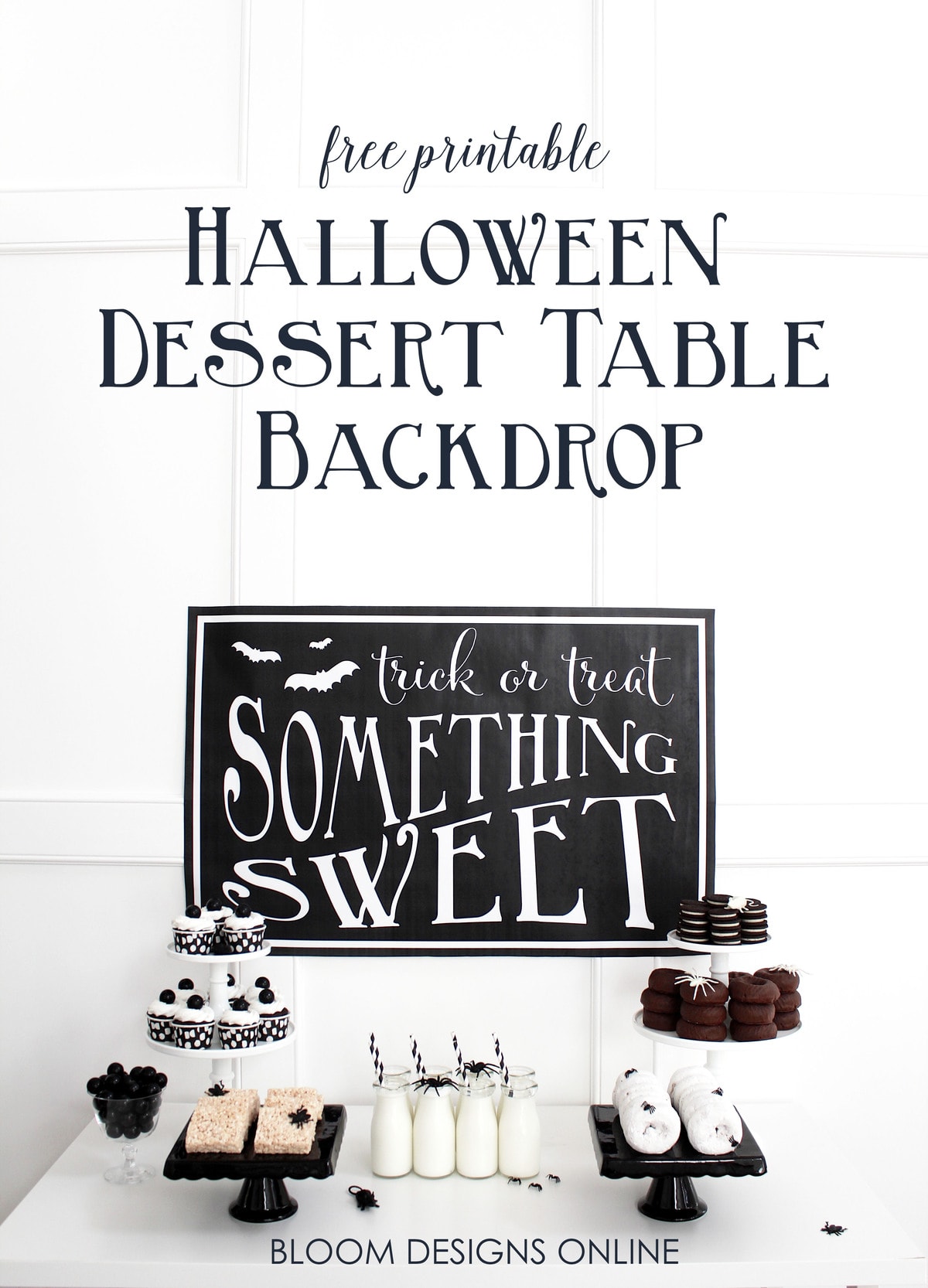 This Trick or Treat, Something Sweet sign makes an adorable but festive backdrop for any Halloween celebration, or use it just to make your home a little more festive!