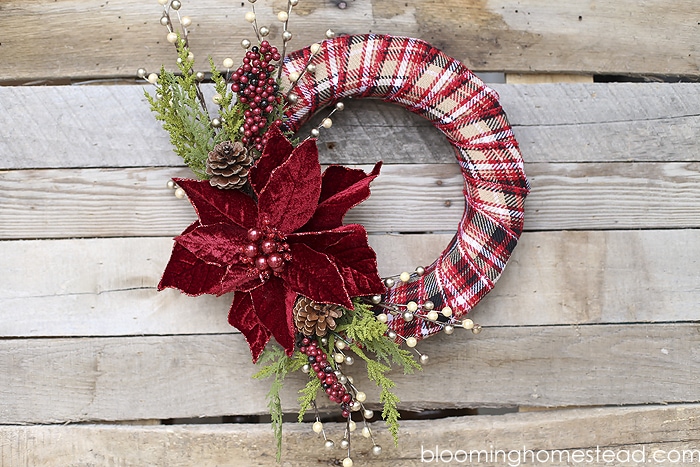 DIY Elegant Christmas Wreath by Blooming Homestead - make a beautiful, personalized wreath for the holidays, using just a few simple supplies!!