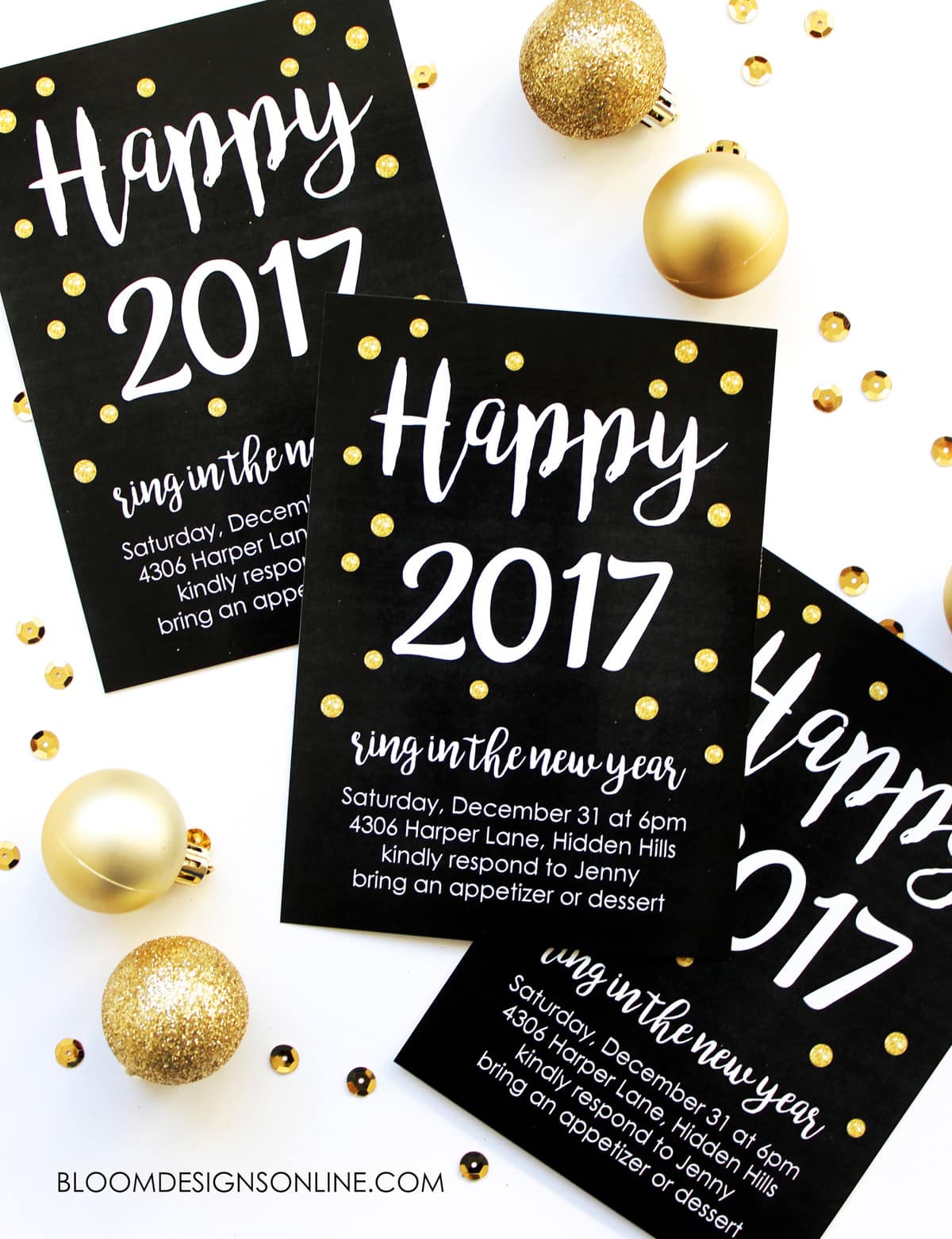 A great party starts with a great invitation! Set the mood for YOUR New Years party by downloading the file and inserting YOUR party info in the printable. That's right - it's editable!!