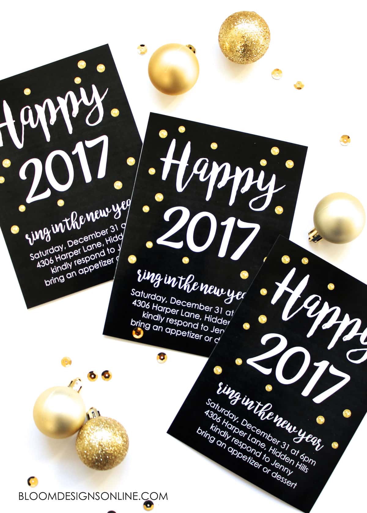 A great party starts with a great invitation! Set the mood for YOUR New Years party by downloading the file and inserting YOUR party info in the printable. That's right - it's editable!!