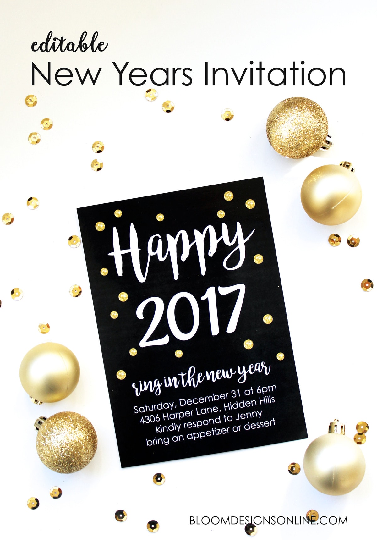 A great party starts with a great invitation! Use this Editable New Year's Invitation to help plan your amazing party. Just download and edit!