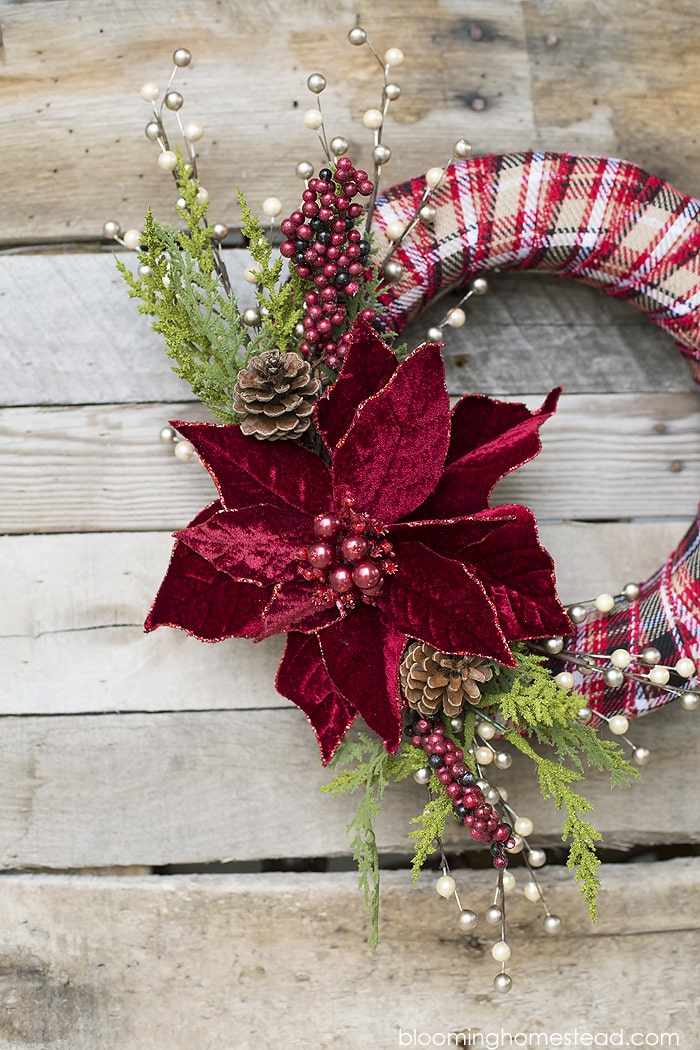 DIY Elegant Christmas Wreath by Blooming Homestead - make a beautiful, personalized wreath for the holidays, using just a few simple supplies!!