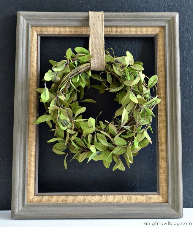 Framed Spring Wreath on { lilluna.com } Super easy and so cute!! You can keep this up year round!