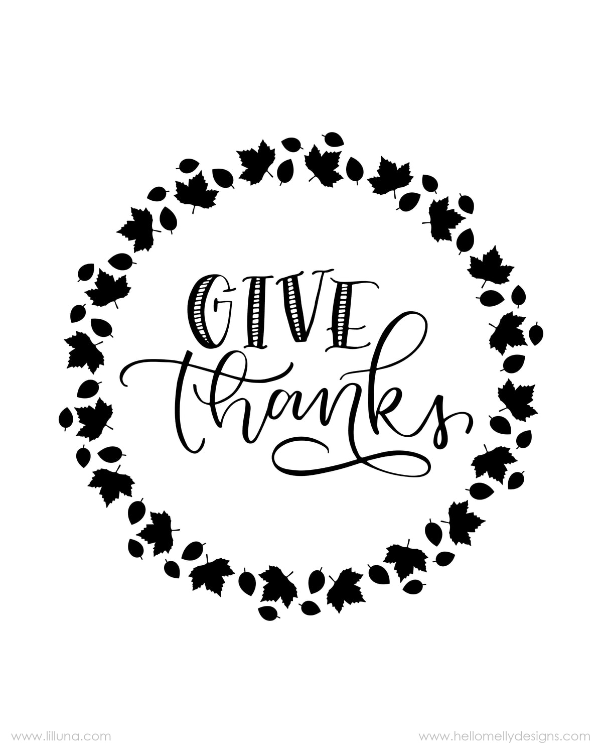 FREE Give Thanks Prints available to download in 3 colors - perfect to print, frame and display for Thanksgiving!