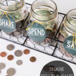 FREE SHARE, SPEND, SAVE tags to help teach your family how to manage money and also give back!