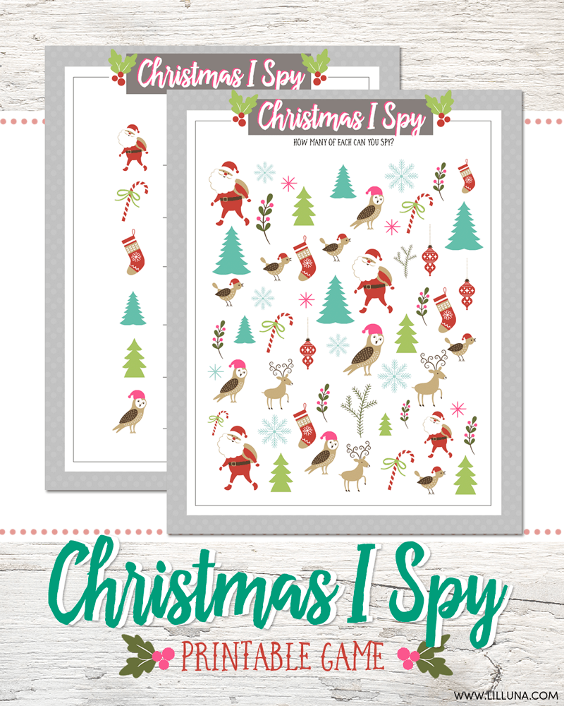 FREE Christmas I Spy printables - a great December activity for the kids or perfect to have on hand at any holiday party.