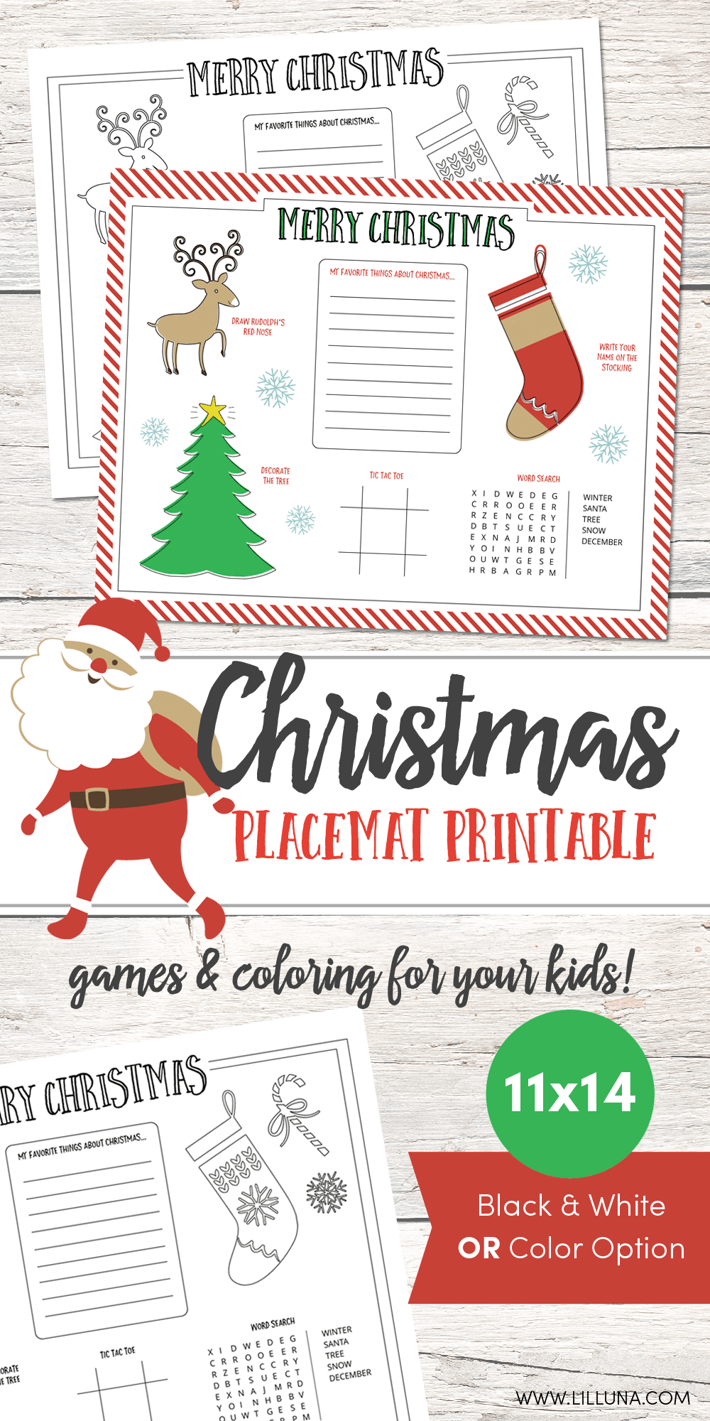 FREE Christmas Placemat Printable - perfect for upcoming Christmas activities and get togethers. The kids will love these!!