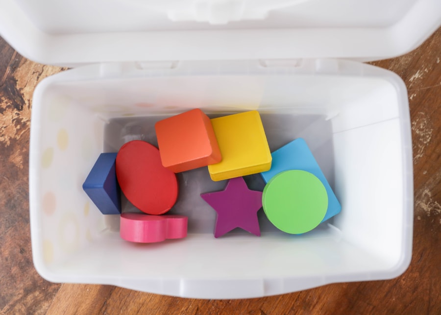 Turn a wibes tub into a learning toy and storage box for the kids!