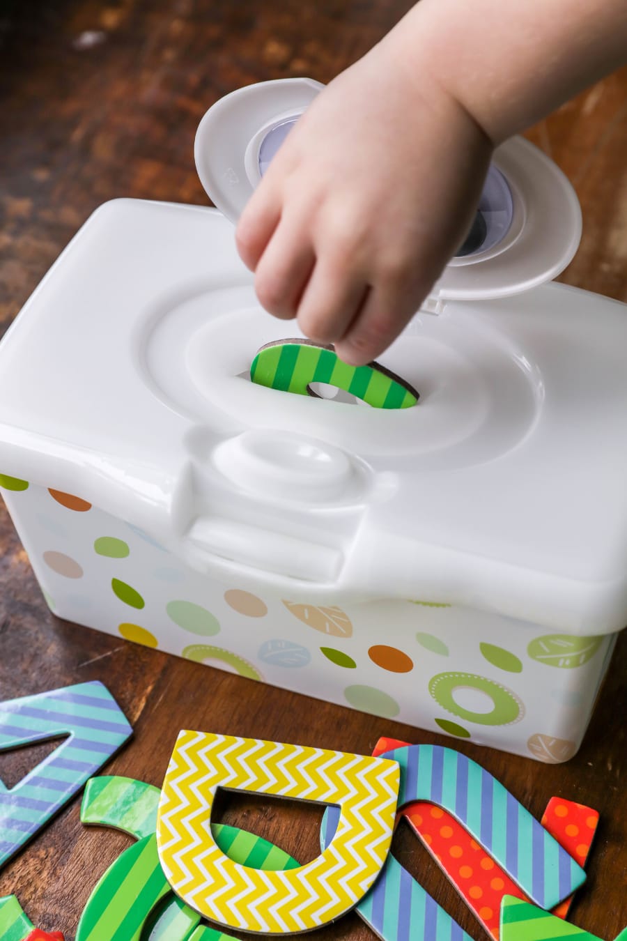 Turn a wibes tub into a learning toy and storage box for the kids!