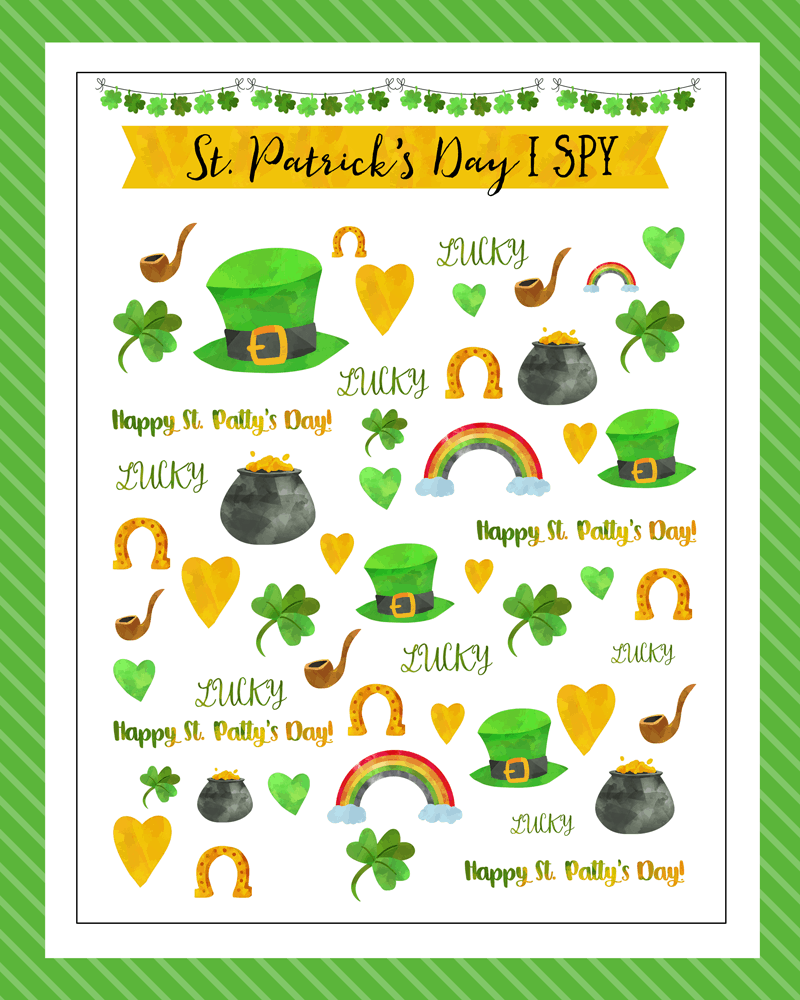 Free St. Patrick's Day I Spy Printable - a great activity to do with the kids in March.