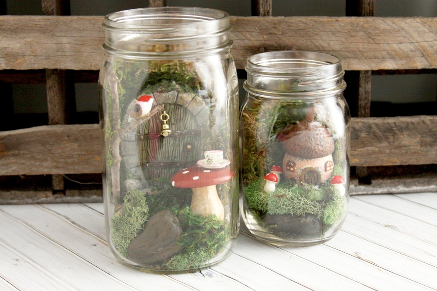 Mason Jar Fairy Gardens - Have you jumped on the fairy garden trend? They only take about 15 minutes to put together and you can have so much fun with different little houses, doors and accessories. They make really fabulous gifts too!