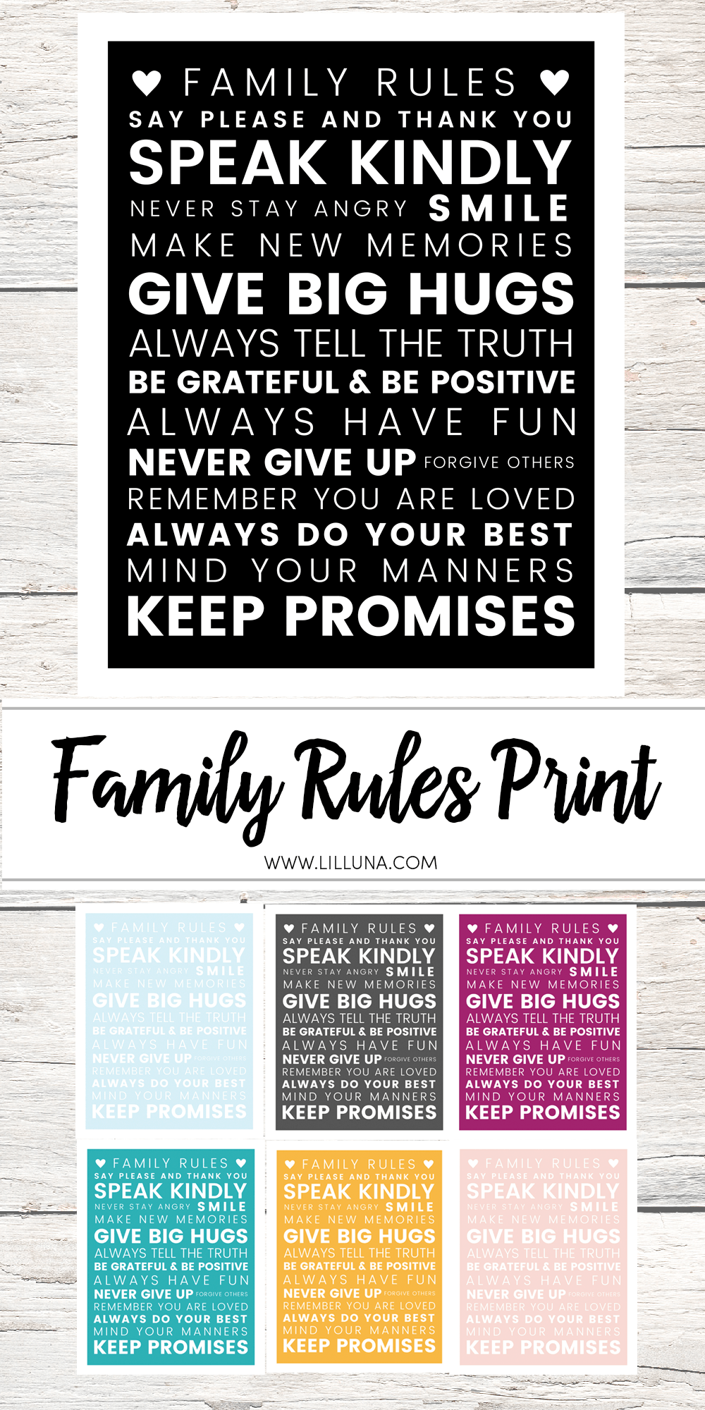 FREE Family Rules Print to download and display in your own home. Also chatting about why HUGS are so important! @Huggies #NoBabyUnhugged #HuggiesCouncil #ad