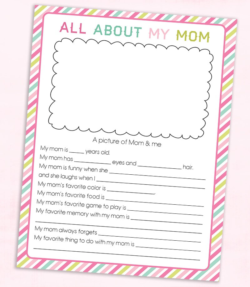 Free printable for Mother's Day: An 'All About Mom' questionnaire she'll  adore