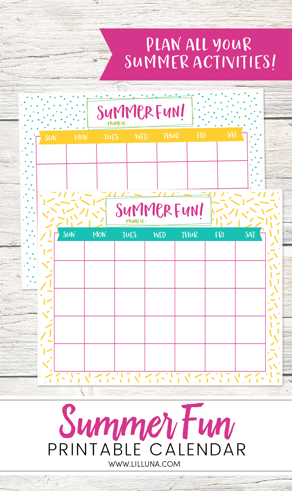 Summer Fun Printable Calendars